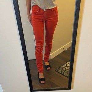 Orange skinny leg jean